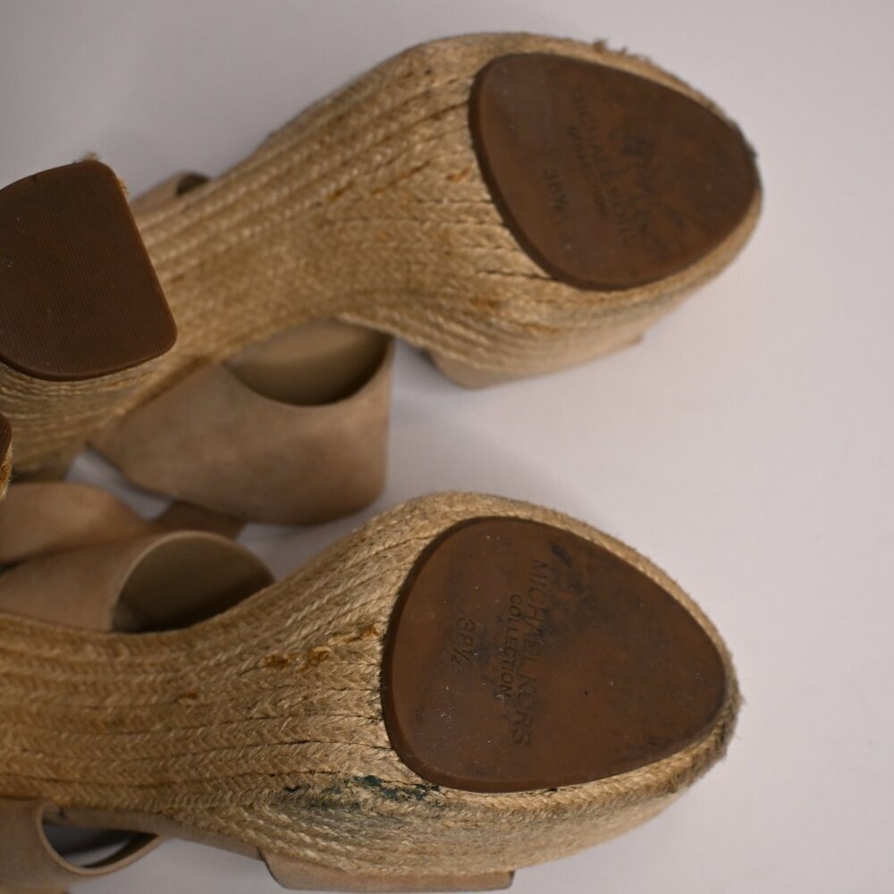 Michael Kors Suede High Heeled Platform Espadrille Sandals - Picture 6 of 6